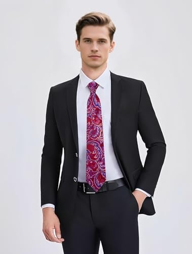YourTies Red Blue Ties for Men Silk Floral Men's Necktie Woven Jacquard Formal Business Party Wedding Designer - Image 3