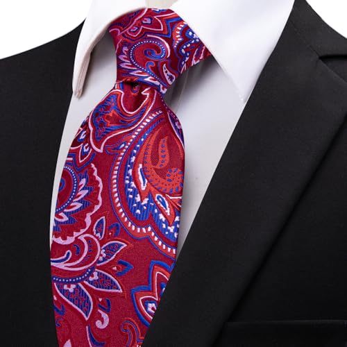 YourTies Red Blue Ties for Men Silk Floral Men's Necktie Woven Jacquard Formal Business Party Wedding Designer - Image 4