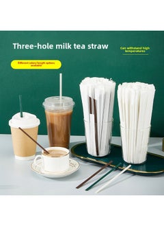 Generic Degradable PLA Three-hole Coffee Straw Disposable Independent Packaging Hot Drink Three-quality Tube Stirring Rod Three-quality Straw-Color:23cm Three-hole Biodegradable-brown-Specification:5000 Pieces  - Image 4