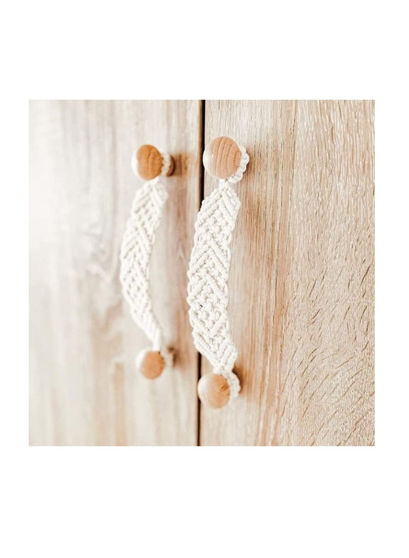 Barakah 2 Pack Rope Knobs Door Handle Rope Knot Cabinet Drawer Cupboard Furniture Door Wooden Pulls Handles Drawer Pulls for Kitchen Cabinet Wardrobe Cupboard Cabinet knobs Dresser knobs - Image 1