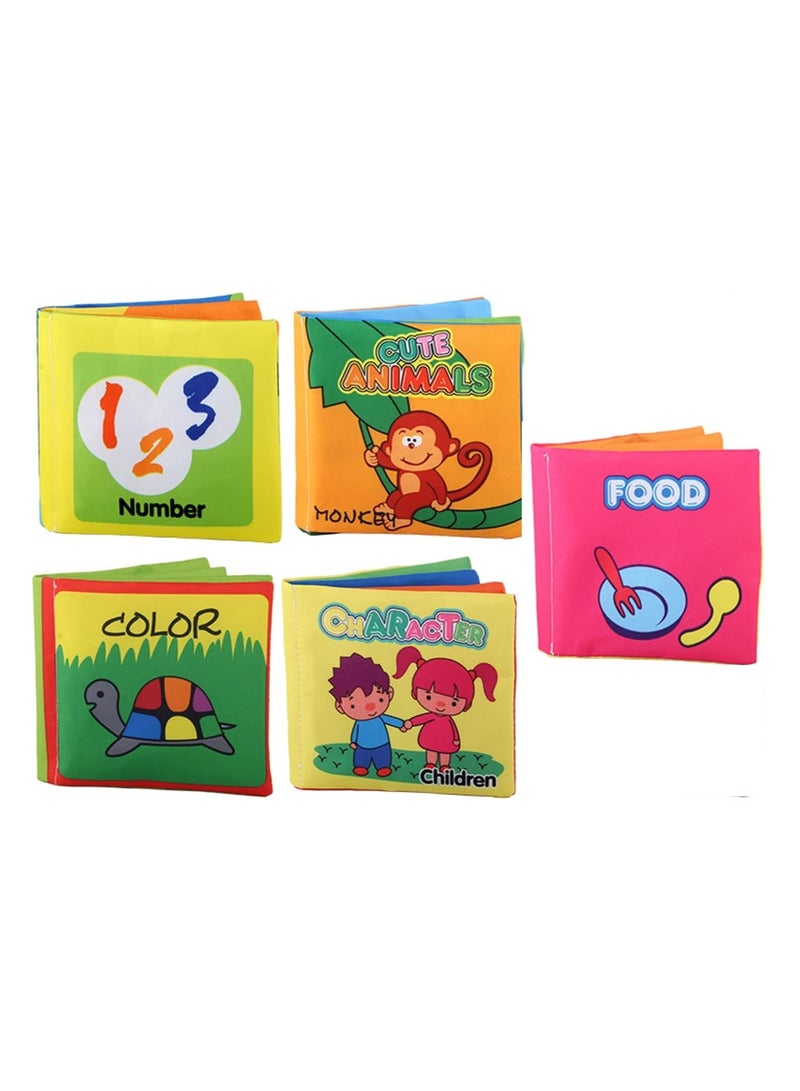TEGRILO Soft Cloth Books, Non-Toxic, Fabric Book 5 Pcs Washable Soft Cloth Book For Toddler Kids Learning Gifts. - Image 1