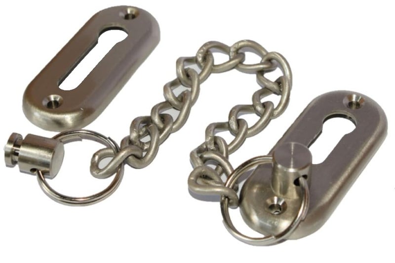 RiseOm Lite Door Chain Lock of BrassDoor Security Chain GuardLatch Lock for Inside Door Pack of 10 Silver Lite Chain - Image 1