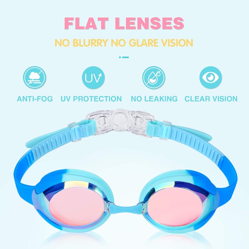 Keary Kids Swim Goggles for Toddler Kids Youth(3-12),Anti-Fog Waterproof Anti-UV Clear Vision Water Pool Goggles - Image 2