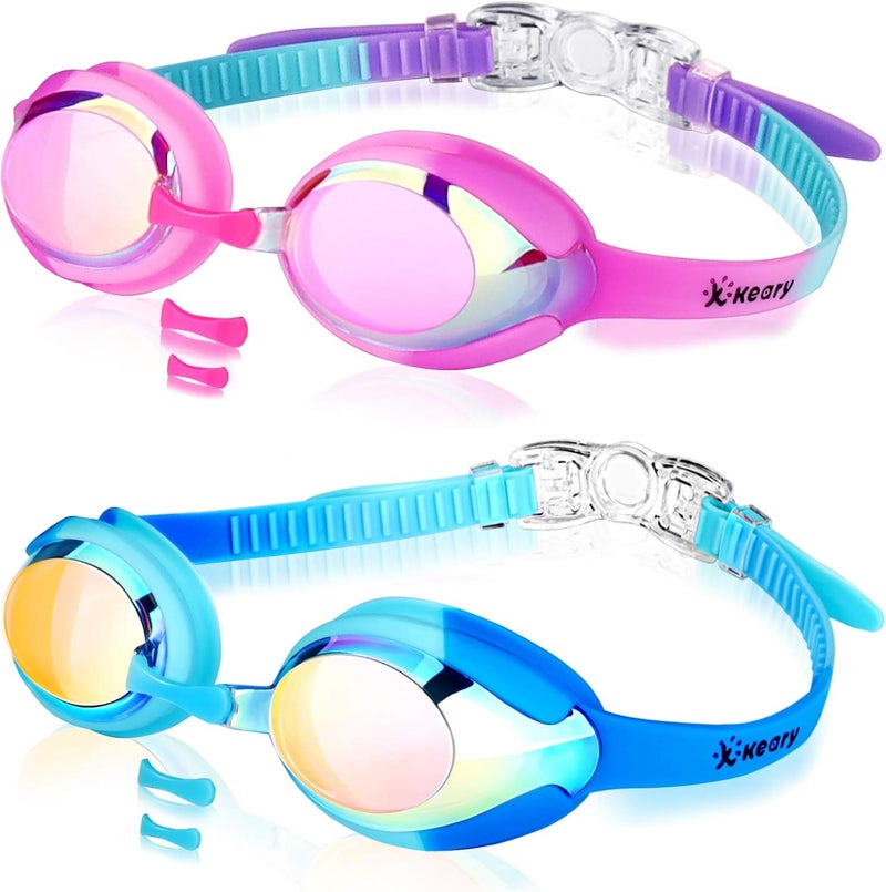Keary Kids Swim Goggles for Toddler Kids Youth(3-12),Anti-Fog Waterproof Anti-UV Clear Vision Water Pool Goggles - Image 1