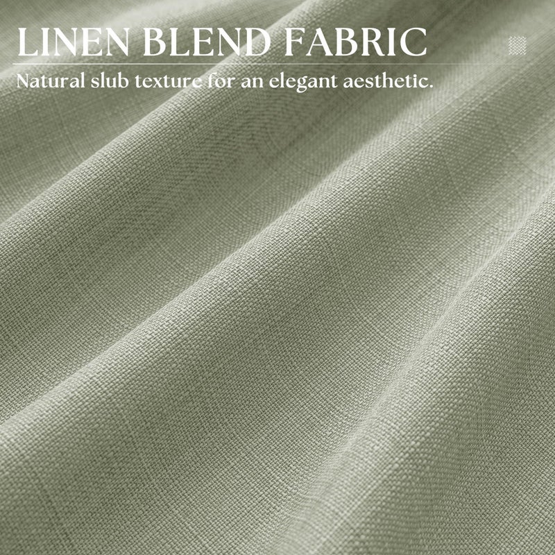 DUKIYO Light Sage Green Linen Curtains 84 Inch Length 2 Panels Set, Flax Bronze Grommet Semi Sheer Privacy Light Filtering Boho Neutral Farmhouse Living Room Bedroom Window Curtains Drapes 84 Inches Long - Image 5