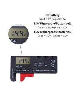 Generic Battery Tester Checker, Digital Display Battery Tester Checker for 9V 1.5V, AA AAA C D Button Cell Batteries Checker, Small Volt Checker for All Batteries DT168 Pro -1Pack  - Image 4