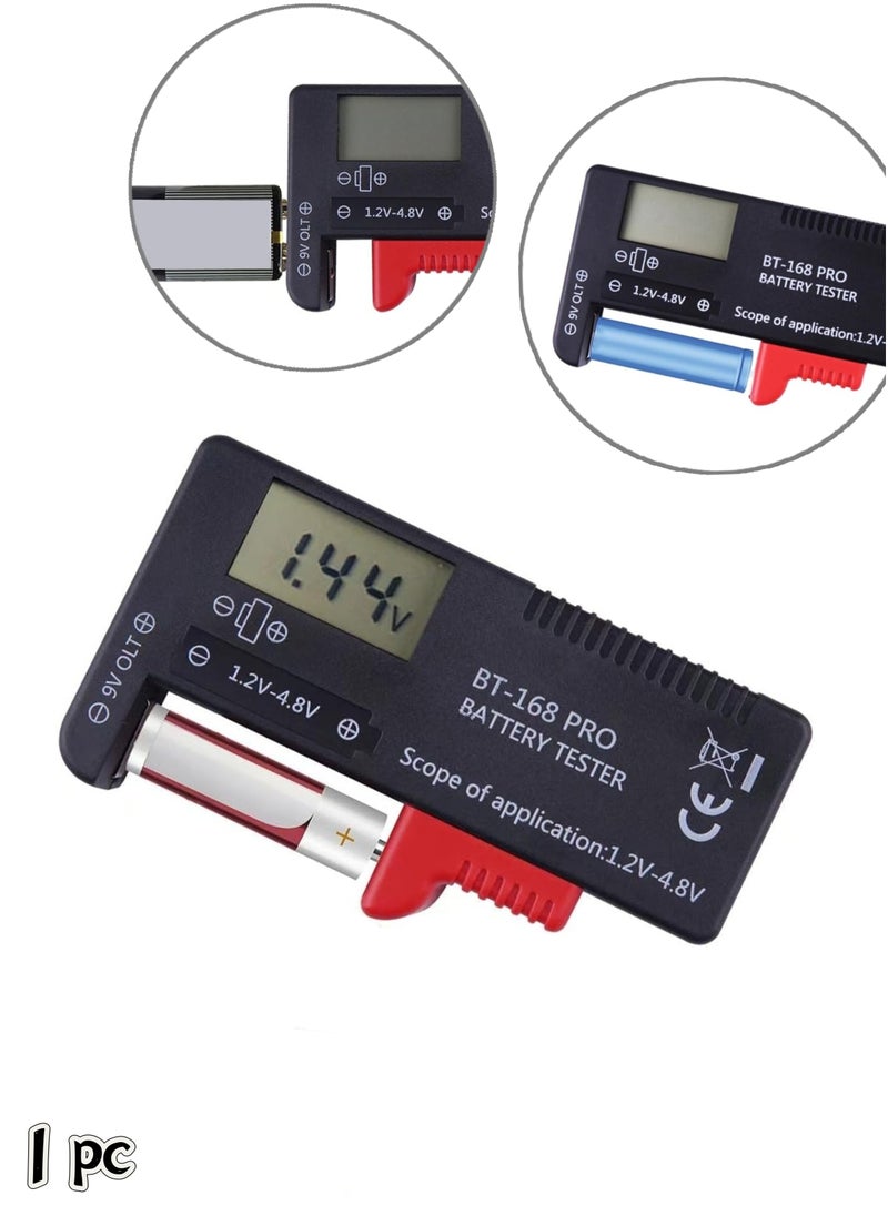 Generic - Battery Tester Checker, Digital Display Battery Tester Checker for 9V 1.5V, AA AAA C D Button Cell Batteries Checker, Small Volt Checker for All Batteries DT168 Pro -1Pack - Image 1