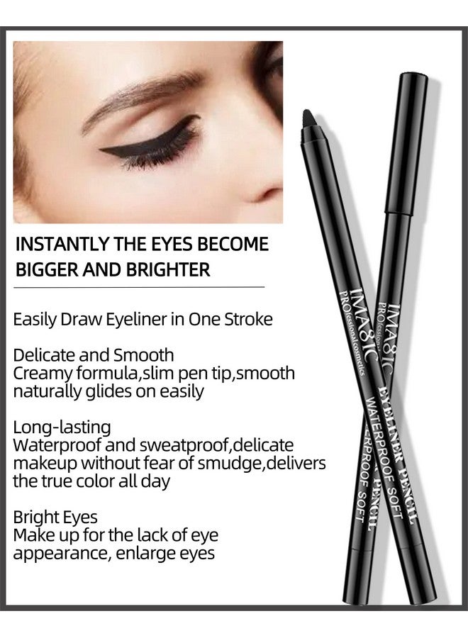 LYSdefeu 3 Pcs Matte Black Waterproof Smudge-proof Gel Eyeliner Pencil,Fade-Proof Eye Liner Water Line Pencil,Cat Eye/Smoky Eye Makeup Pen,Waterline Gel Eye Liner,Christmas Makeup Gift Set for Women Girl - Image 4