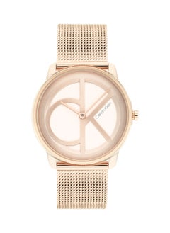 CALVIN KLEIN ساعة يد تناظرية دائرية مقاومة للماء مع حزام ذهبي 25200035  - Image 2