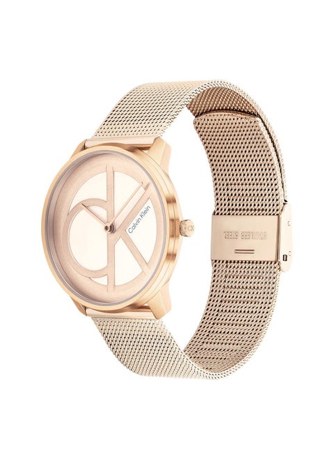 Analog Round Waterproof  Wrist Watch With Gold Strap 25200035
