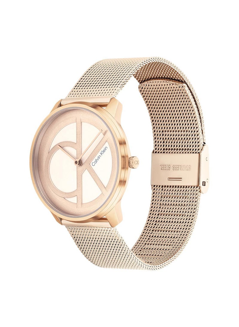 CALVIN KLEIN Analog Round Waterproof  Wrist Watch With Gold Strap 25200035  - Image 1