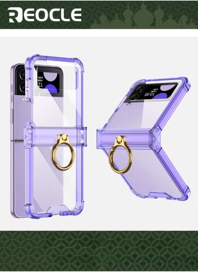 ريوكل جراب هاتف لهاتف Samsung Galaxy Z Flip 4 جراب شفاف مع حلقة غطاء حماية مضاد للسقوط ومضاد للصدمات مع جراب Galaxy Z Flip 4 - Image 1