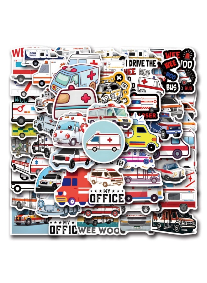 NIBEMINENT 55 Pcs Ambulance Deco Kit Waterproof Stickers, High Definition Printing Bright Colors, Suitable for Laptop Skateboard Luggage Water Bottle Guitar DIY - Image 2