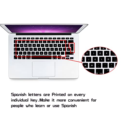 HRH Spanish Silicone Keyboard Cover Skin for MacBook Air 13,for MacBook Pro 13/15/17 (with or w/Out Retina Display, 2015 or Older Version),for iMac Older EU Layout Keyboard Protector-Black - Image 3