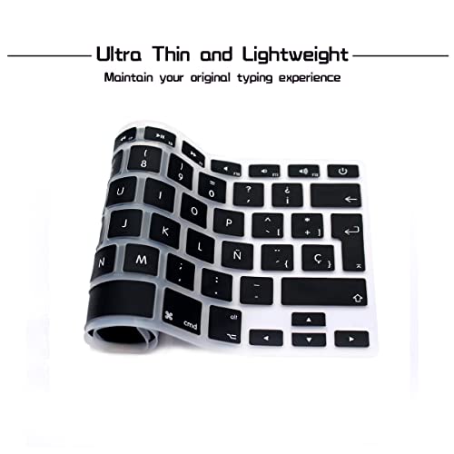 HRH Spanish Silicone Keyboard Cover Skin for MacBook Air 13,for MacBook Pro 13/15/17 (with or w/Out Retina Display, 2015 or Older Version),for iMac Older EU Layout Keyboard Protector-Black - Image 5