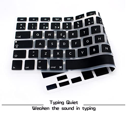 HRH Spanish Silicone Keyboard Cover Skin for MacBook Air 13,for MacBook Pro 13/15/17 (with or w/Out Retina Display, 2015 or Older Version),for iMac Older EU Layout Keyboard Protector-Black - Image 4