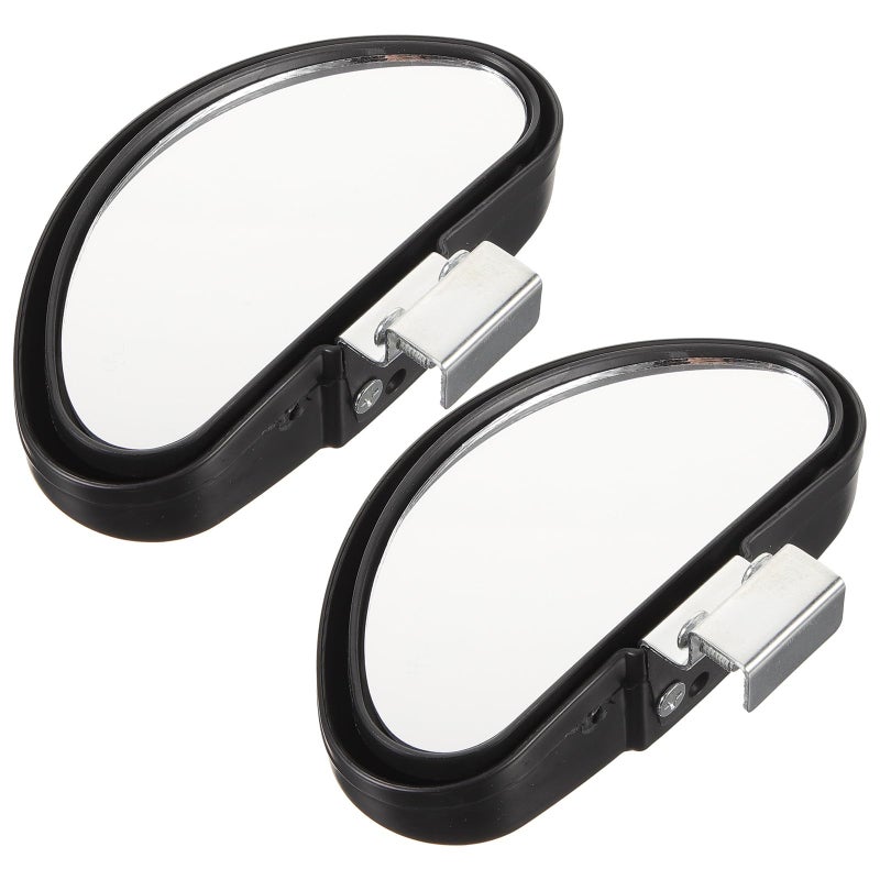 2pcs Car Blind Spot Mirror Auxiliary Wide Angle Rearview Black Convex Glass for Enhanced Side View and Rear Safety - Image 2