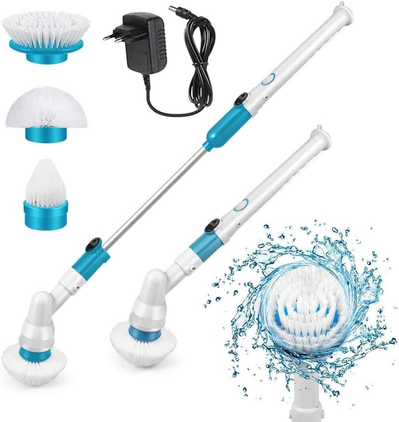 KASTWAVE Electric Spin Scrubber, Adjustable Extension Handle Cordless Cleaning Brush, Power Shower Scrubber with 3 Rotating Brush Heads, Rechargeable Multi-Purpose Scrubber for Bathroom Tub, Floor - Image 1