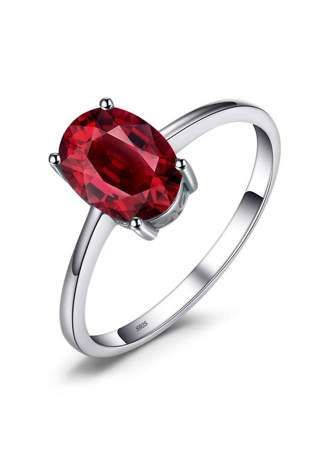 JewelryPalace - Class Natural Red Gemstone Garnet Birthstone Solitaire Engagement Rings For Women, Anniversary 14K Gold Plated 925 Sterling Silver Promise Rings For Her Size 7 - Image 1