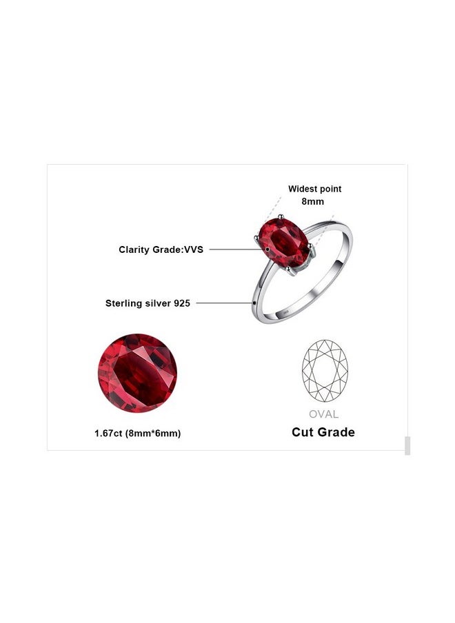 JewelryPalace - Class Natural Red Gemstone Garnet Birthstone Solitaire Engagement Rings For Women, Anniversary 14K Gold Plated 925 Sterling Silver Promise Rings For Her Size 7 - Image 1
