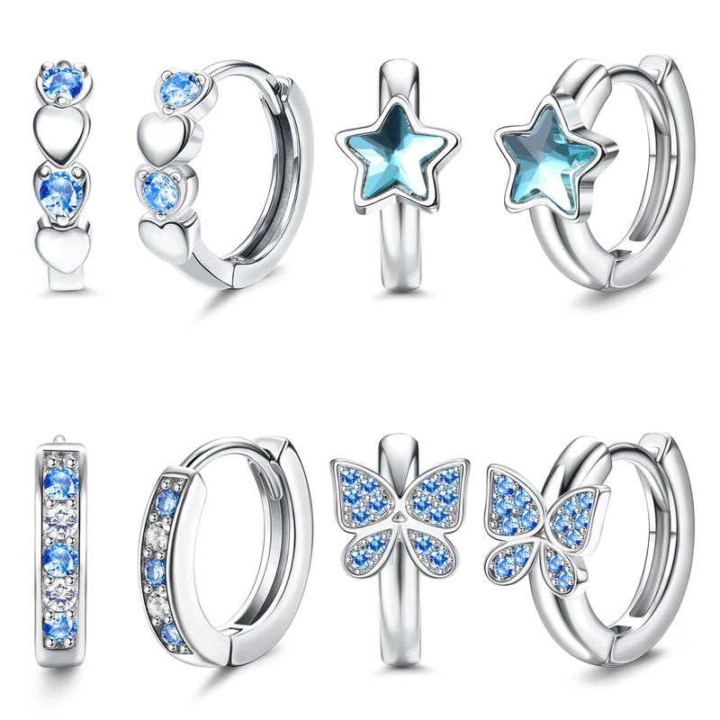 YADOCA Hypoallergenic Earrings For Girls Women Cute Kids Toddler Earrings Small Huggie Hoop Earring CZ Butterfly Star Sleeper Cartilage Earring Hoop Set 10mm - Image 1