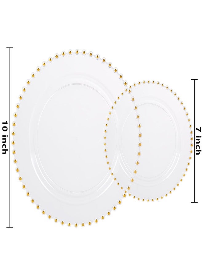 ejonirinjonir EI 60pcs Clear Plastic Plates with Gold Rim,Disposable Plastic Plates Fancy 10" Dinner & 7" Dessert Plate Heavy Duty for Wedding,Birthday,Afternoon Tea,Spring,Mother's Day,Valentine's Day,Easter - Image 2