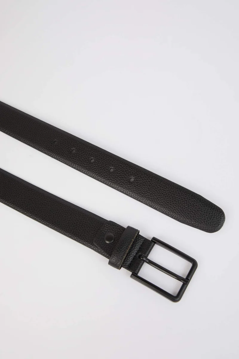 ديفاكتو Man Rectangle Clasp Faux Leather Denim Belt