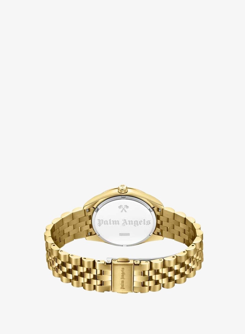 Palm Angels Pioniere Gold Dial Gold Stainless Steel Bracelet Analog Watch for Women, 36mm - Image 3