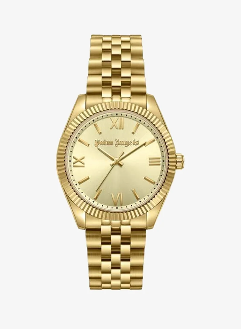 Palm Angels Pioniere Gold Dial Gold Stainless Steel Bracelet Analog Watch for Women, 36mm