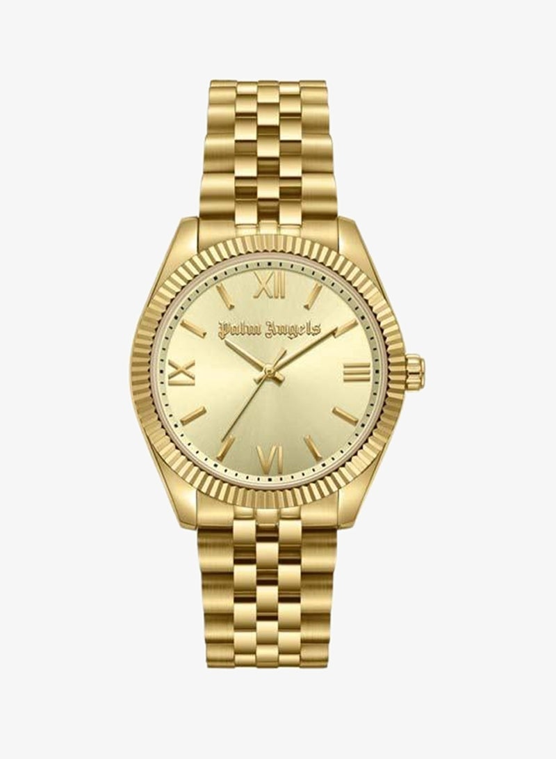 Palm Angels Pioniere Gold Dial Gold Stainless Steel Bracelet Analog Watch for Women, 36mm - Image 1