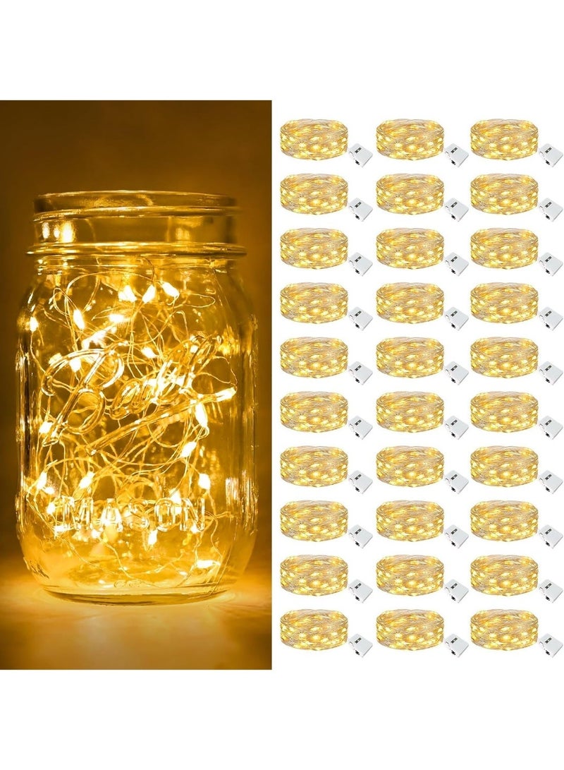 ChicAbode 30 Pack Fairy Lights Battery Operated [3 Modes], 7ft 20 Led Twinkle Lights String Lights, Bulk Small Mini Silver Wire For Wedding,Party,Table Centerpieces,DIY Crafts,Christmas Decor, Warm White - Image 1