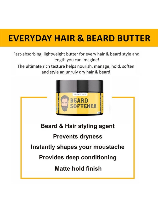 RUBAB MEN Beard Grooming 4-In-1 Kit For Men | Beard Brush, Hair & Beard Softener Balm, L-Shaped Beard Shaper Tool & Wooden Beard Comb For Men | Pack Of 4 - Image 4