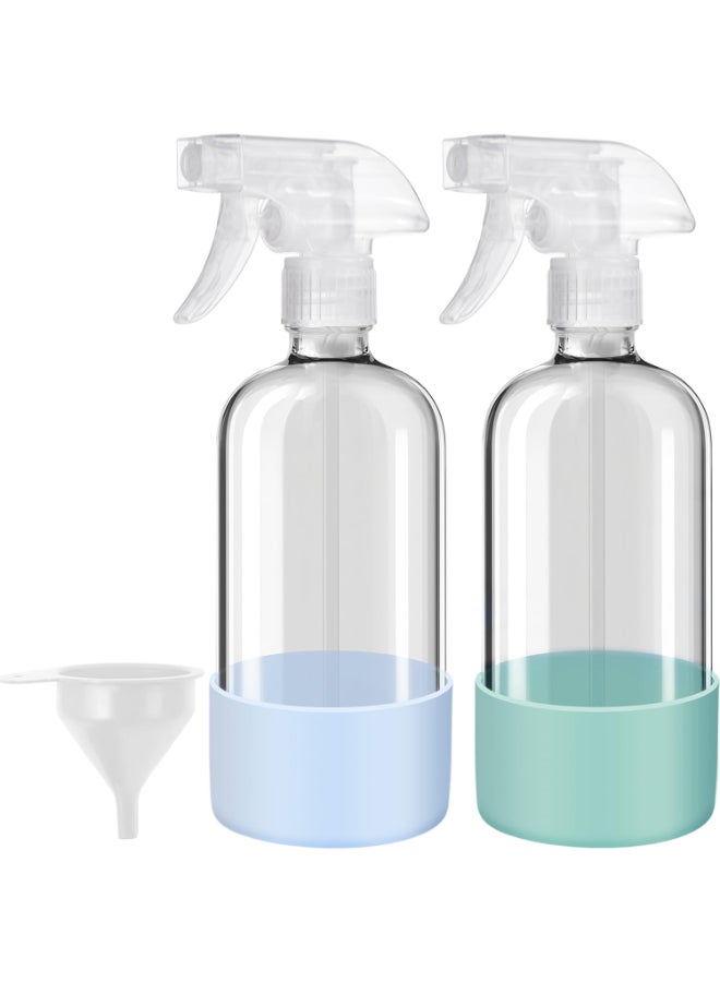 Bealee Glass Spray Bottles with Silicone Sleeves 2 Pack 16 oz Mist and Stream Empty Refillable Containers Water Sprayer Misting Bottle for Cleaning Solutions Planting Hair Spraying Green Grey - Image 2