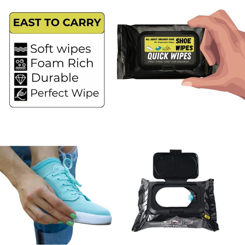 CAPSEA Sneaker & Shoe Cleaner Wipes - 1 Packs of 80 - Portable Sneakers Cleaner Shoe Wipes Quickly Remove Dirt & Stains - These Disposable Shoe Cleaning Wipes Can Be Used On Footwear - Image 2