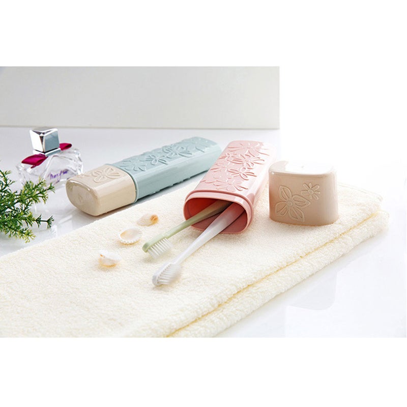 Bathroom Carved Portable Toothpaste Case Travel Toothbrush Holder Protective Holder Case for Hiking Camping(Beige) - Image 3
