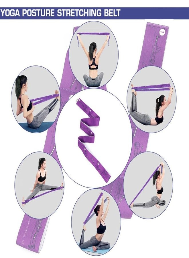 NETXE Yoga Block With Yoga Belt Set,gh Density Foam Soft Non-Slip Yoga Blocks With Yoga Belt for All People, 8 Loops Stretching Strap with Printed Positions,85*4 Cm, Fitness, Rehabilitation, Ankle Joint & Ligament Training - Image 4