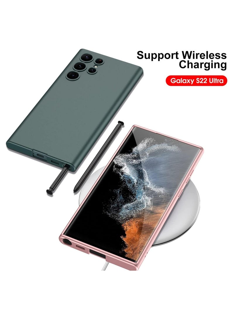 ELTRAZONE ELTERAZONE Compatible for S22 Ultra Case, Skin Touch Silicone Gel Rubber, Soft, Sleek Protection, Slim Fit Full Body Shockproof Protective Phone Cover for Samsung Galaxy S22 Ultra (6.8 Inch) (Green) - Image 5