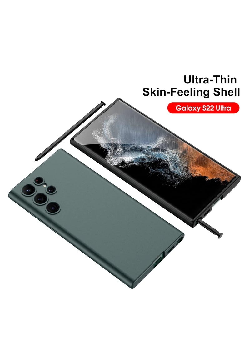 ELTRAZONE ELTERAZONE Compatible for S22 Ultra Case, Skin Touch Silicone Gel Rubber, Soft, Sleek Protection, Slim Fit Full Body Shockproof Protective Phone Cover for Samsung Galaxy S22 Ultra (6.8 Inch) (Green) - Image 3