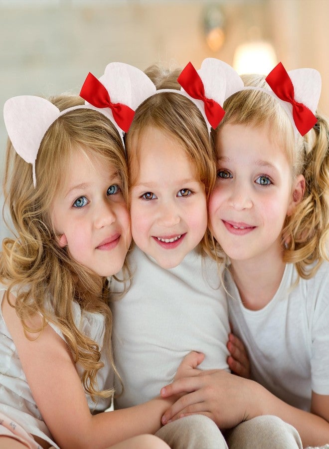 شاناكو مجموعة شانكو من 12 قطعة من عصابات رأس على شكل آذان قطة، زينة حفلات، فيونكة حمراء، إكسسوارات شعر فروية للقطط، قطع رأس بيضاء لطيفة على شكل غابي، هدايا عيد ميلاد، زي هالوين، هدايا كاواي - Image 3