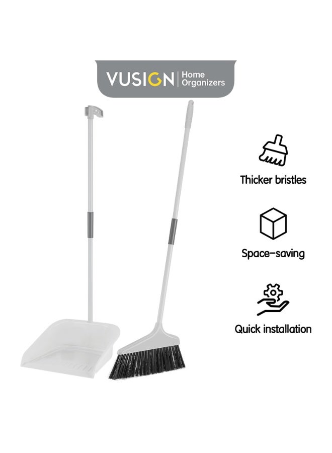 VUSIGN Compact Broom and Dustpan Set – Space-Saving Upright Cleaning Set – Broom: 21.5×82cm, Dustpan: 24.5×24.5×77.5cm  - Image 2