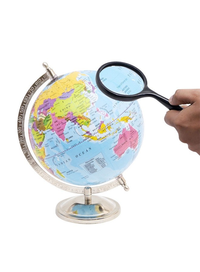 Magicwand STEM & STEAM Educational,Decorative Spinning Political Educational Laminated Rotating World Globe【MADE IN INDIA】【8" Chrome with Magnifier】 - Image 3