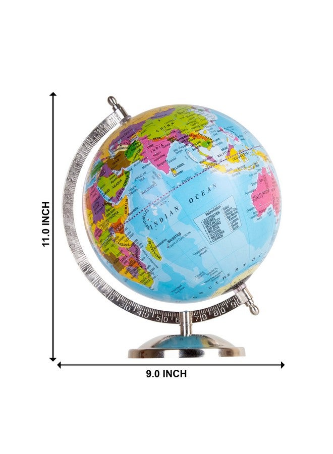 Magicwand STEM & STEAM Educational,Decorative Spinning Political Educational Laminated Rotating World Globe【MADE IN INDIA】【8" Chrome with Magnifier】 - Image 2