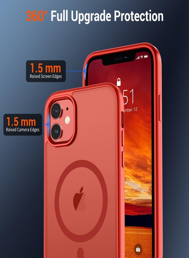 SUPFINE Magnetic for iPhone 12 Mini Case & iPhone 13 Mini Case (Compatible with MagSafe) (Military Grade Drop Protection) Slim Translucent Matte Shockproof Phone Cover,Red - Image 4