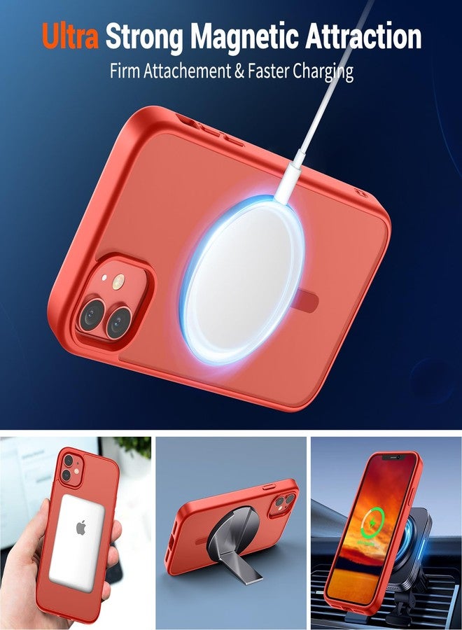 SUPFINE Magnetic for iPhone 12 Mini Case & iPhone 13 Mini Case (Compatible with MagSafe) (Military Grade Drop Protection) Slim Translucent Matte Shockproof Phone Cover,Red - Image 5
