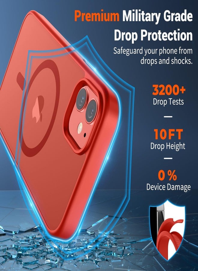 SUPFINE Magnetic for iPhone 12 Mini Case & iPhone 13 Mini Case (Compatible with MagSafe) (Military Grade Drop Protection) Slim Translucent Matte Shockproof Phone Cover,Red - Image 3