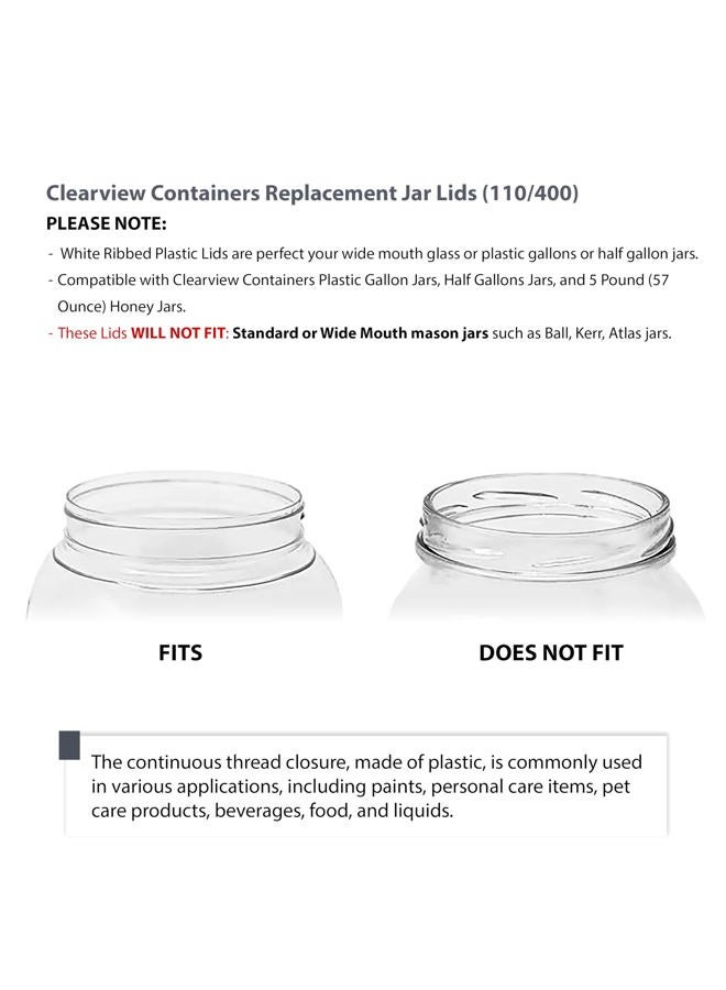 CLEARVIEW CONTAINERS 110/400 Plastic Replacement Lids | Gallon Jar w/Leak Proof Liner | For Large Glass or Plastic Wide Mouth Jar | Made in the U.S.A.| Food-Grade Storage Caps for Canning Jars (6) - Image 4