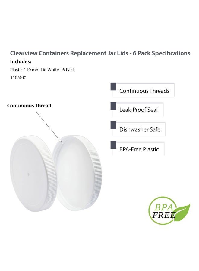 CLEARVIEW CONTAINERS 110/400 Plastic Replacement Lids | Gallon Jar w/Leak Proof Liner | For Large Glass or Plastic Wide Mouth Jar | Made in the U.S.A.| Food-Grade Storage Caps for Canning Jars (6) - Image 3