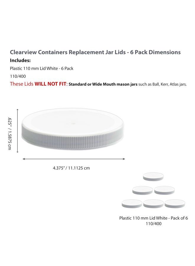 CLEARVIEW CONTAINERS 110/400 Plastic Replacement Lids | Gallon Jar w/Leak Proof Liner | For Large Glass or Plastic Wide Mouth Jar | Made in the U.S.A.| Food-Grade Storage Caps for Canning Jars (6) - Image 2