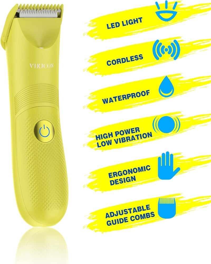 VIKICON Unisex Hair Trimmer - Cordless Electric Razor for Men and Women, Waterproof, Adjustable Length Guards, LED Light, Removable Blade Heads, 60-Minute Continuous Shaving - Image 4