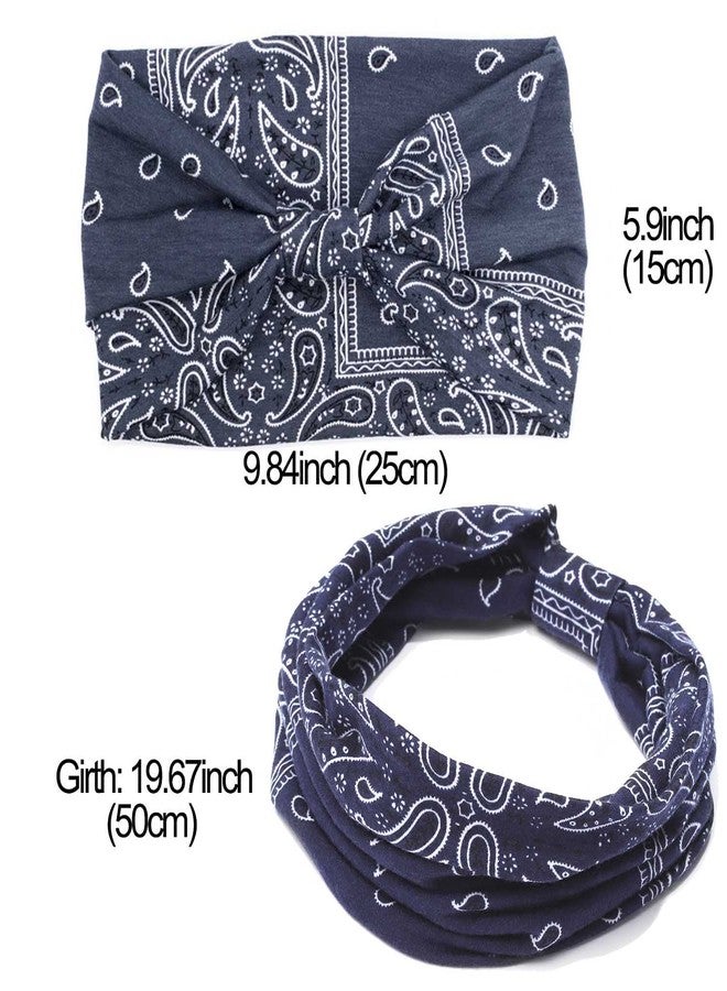 CAKURE Boho Headbands Wide Turban Knotted Head Bands African Head Wraps Yoga Hairbands Hair Scarf Elastic Hair Accessories for Women and Girls Pack of 3 (Set-2b) - Image 2